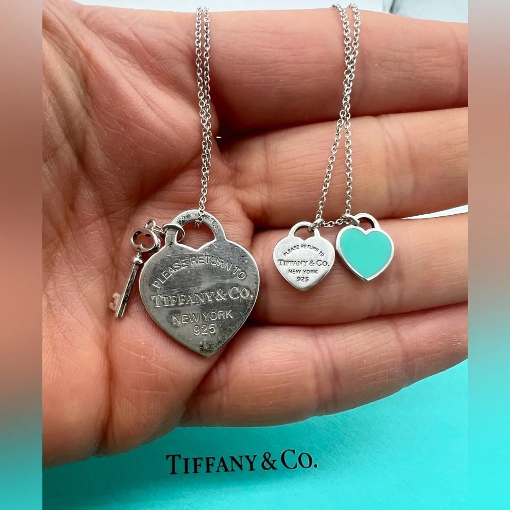 🔴DEAL OF THE MONTH🔴2 Authentic TIFFANY &Co Silver Heart Pendents Necklaces🔴 - Picture 2 of 14